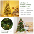 9 ft. Pre-Lit Artificial Christmas Tree Hinged Xmas Tree with 8 Flash Modes