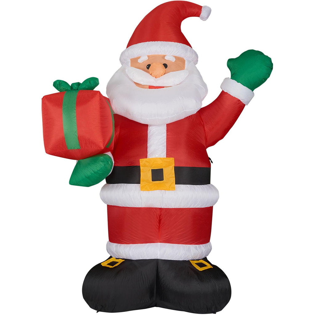 Christmastime Prelit Tall Santa Claus Holding Gift Outdoor Christmas Yard Inflatable, with Storage Bag 120"
