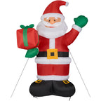 Christmastime Prelit Tall Santa Claus Holding Gift Outdoor Christmas Yard Inflatable, with Storage Bag 120"