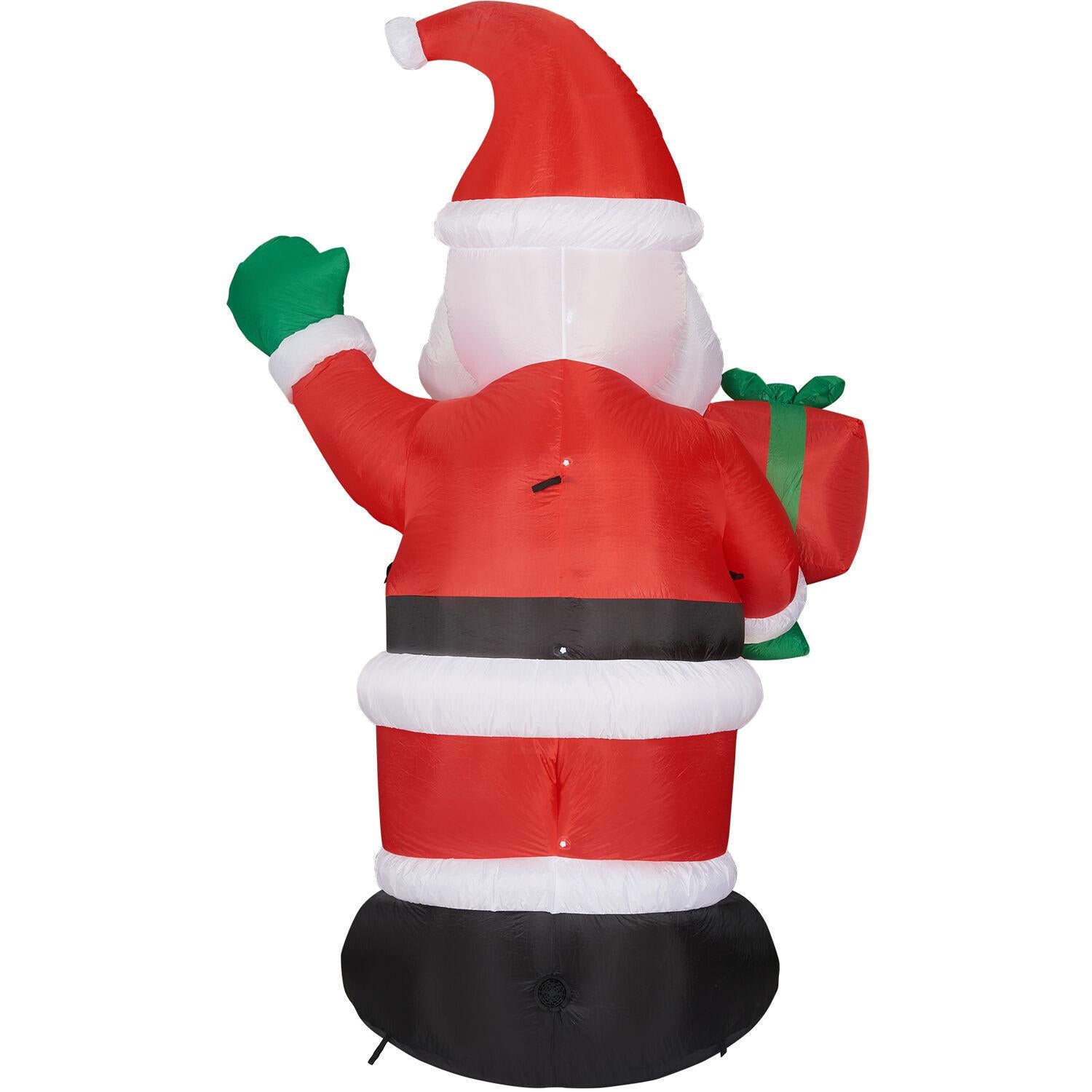 Christmastime Prelit Tall Santa Claus Holding Gift Outdoor Christmas Yard Inflatable, with Storage Bag 120"