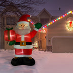 Christmastime Prelit Tall Santa Claus Holding Gift Outdoor Christmas Yard Inflatable, with Storage Bag 120"