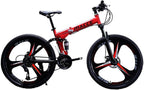 Folding Mountain Bike 26 inch Wheel 21 Speed Full Shifter Dual Suspension Double Disc Brake High Carbon Steel MTB Bicycle, Aluminum Wheel Rim, Bicycle for Men Women and Teenager [US Stock]