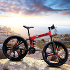 Folding Mountain Bike 26 inch Wheel 21 Speed Full Shifter Dual Suspension Double Disc Brake High Carbon Steel MTB Bicycle, Aluminum Wheel Rim, Bicycle for Men Women and Teenager [US Stock]