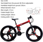 Folding Mountain Bike 26 inch Wheel 21 Speed Full Shifter Dual Suspension Double Disc Brake High Carbon Steel MTB Bicycle, Aluminum Wheel Rim, Bicycle for Men Women and Teenager [US Stock]