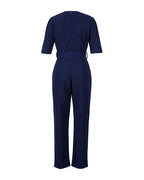 plain half sleeve wrap jumpsuit