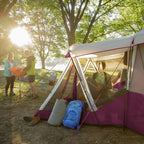 11-Person Family Outdoor Camping Cabin Tent with Screen Room in Red