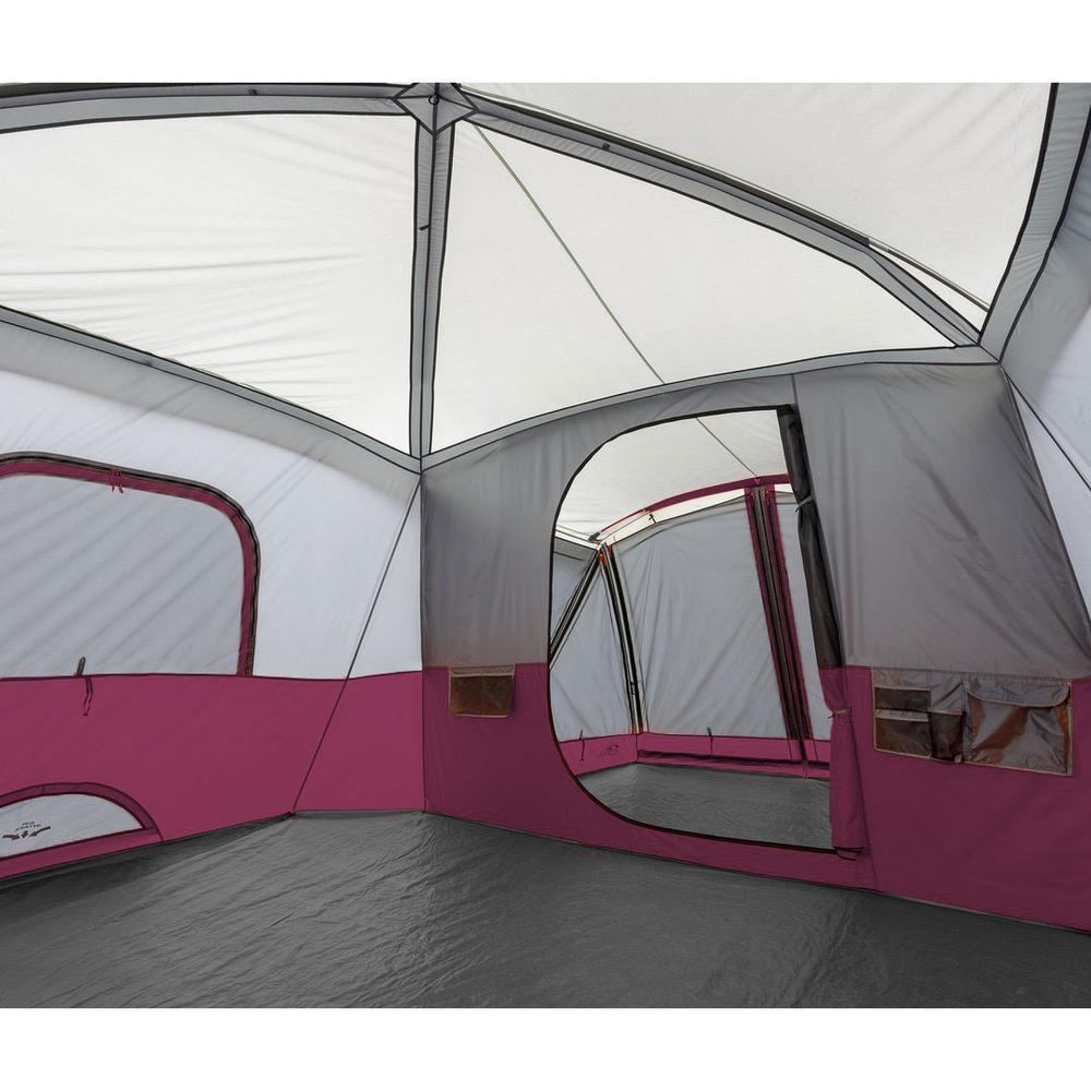 11-Person Family Outdoor Camping Cabin Tent with Screen Room in Red