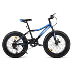 Viribus All Terrain Kids Mountain Bike w 20in. Fat Tires 7 Speeds Dual Disc Brakes, Blue