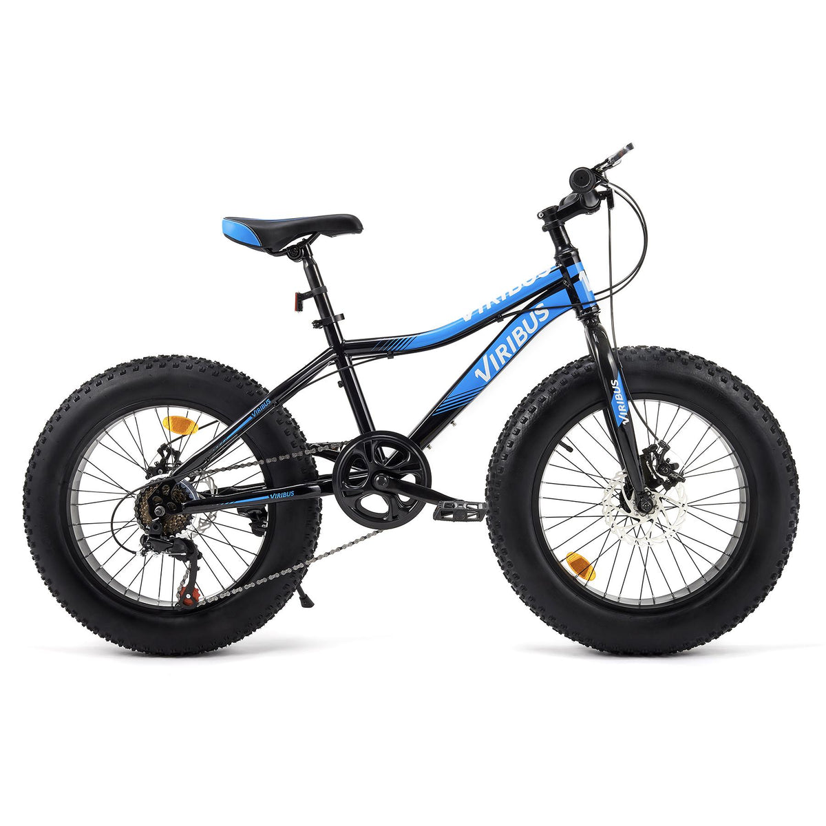Viribus 20" 7-Speed Bicycle Fat Tire Mountain Bike with Dual Disc Brakes for Kids, Blue