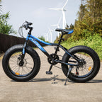 Viribus All Terrain Kids Mountain Bike w 20in. Fat Tires 7 Speeds Dual Disc Brakes, Blue