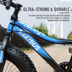 Viribus All Terrain Kids Mountain Bike w 20in. Fat Tires 7 Speeds Dual Disc Brakes, Blue