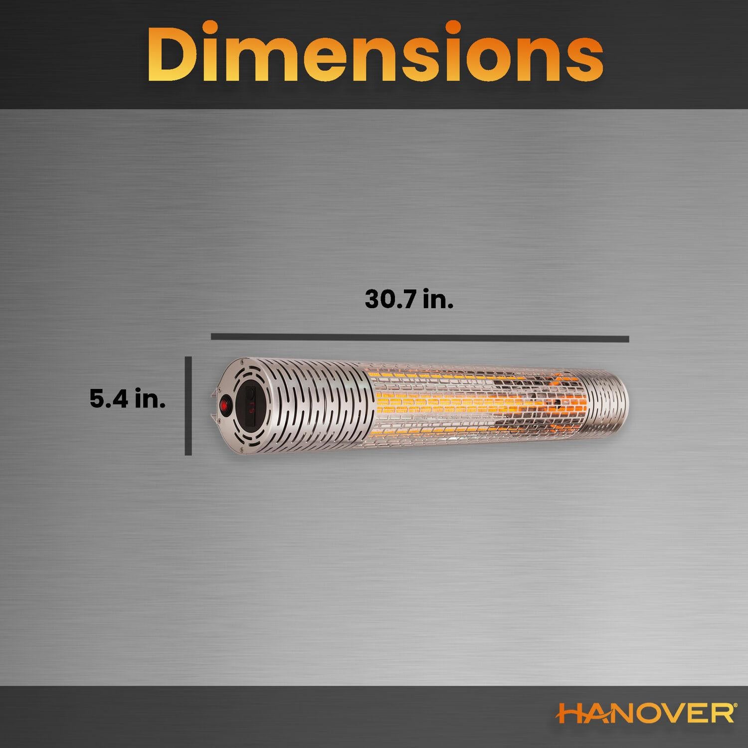 Hanover 30.7" Wide Electric Carbon Infrared Heat Lamp with Remote Control, Silver
