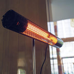 Hanover 30.7" Wide Electric Carbon Infrared Heat Lamp with Remote Control, Silver