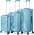 Luggage 3 Piece Sets with Spinner Wheels, ABS Durable Hardside Suitcase TSA Lock Carry On(20/24/28 inch,Blue)