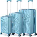 Luggage 3 Piece Sets with Spinner Wheels, ABS Durable Hardside Suitcase TSA Lock Carry On(20/24/28 inch,Blue)