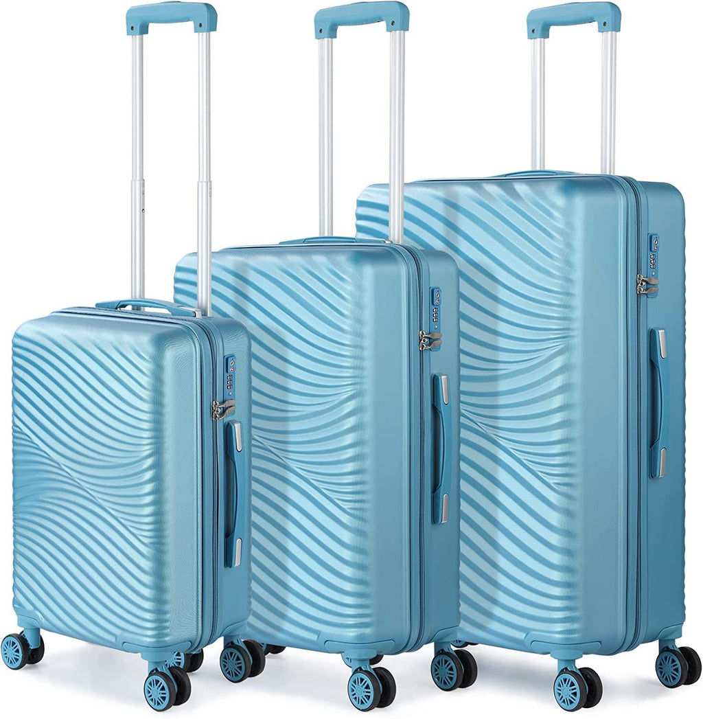 Luggage 3 Piece Sets with Spinner Wheels, ABS Durable Hardside Suitcase TSA Lock Carry On(20/24/28 inch,Blue)