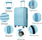 Luggage 3 Piece Sets with Spinner Wheels, ABS Durable Hardside Suitcase TSA Lock Carry On(20/24/28 inch,Blue)
