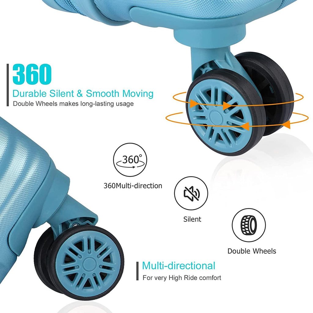 Luggage 3 Piece Sets with Spinner Wheels, ABS Durable Hardside Suitcase TSA Lock Carry On(20/24/28 inch,Blue)