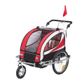 Aosom 2-in-1 Folding Child Bike Trailer &amp; Baby Stroller with Safety Flag, Light Reflectors, &amp; 5 Point Harness, Red