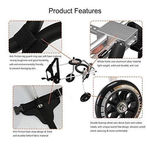 CHZHUTUI Pet-Disabled Dog Wheelchair Adjustable Light Aluminum 2-Wheel Scooter for Small and Medium-Sized Dogs Hind Limb Assisted Rehabilitation Exercise Cart