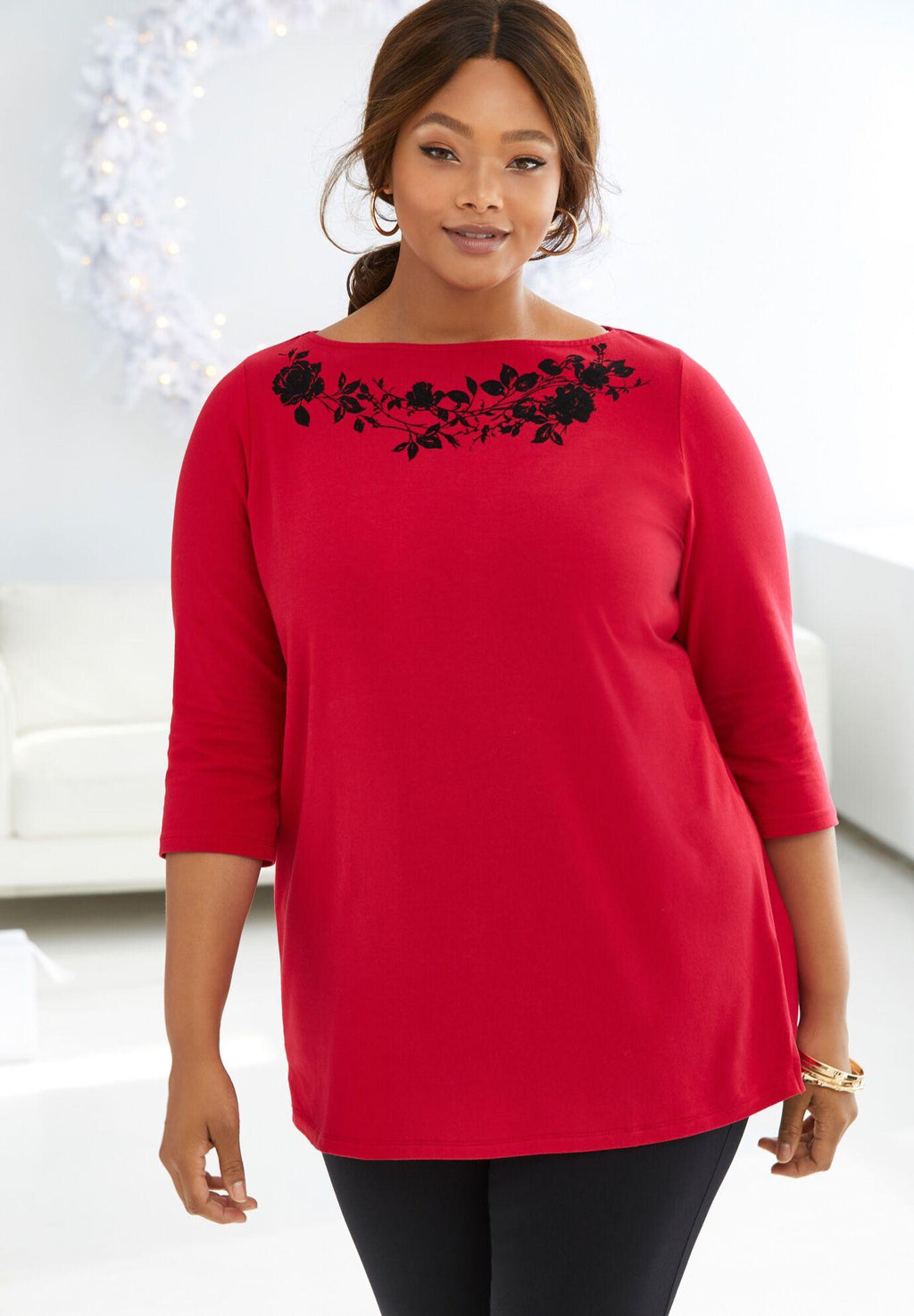 holiday print tunic