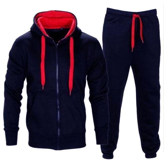 Tracksuit Men 2021 Autumn Sportwear Fashion Mens Hip Hop Set 2PC Zipper Hooded Sweatshirt Jacket+Pant Suit