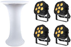 (4) Chauvet DJ Ezlink Par Q6 BT Wireless RGBA Bluetooth Wash Lights+Club Table
