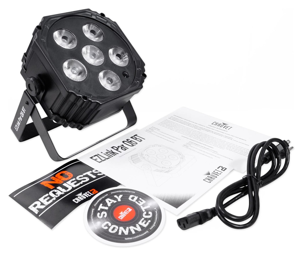 (4) Chauvet DJ Ezlink Par Q6 BT Wireless RGBA Bluetooth Wash Lights+Club Table