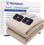 EKF Electric Blanket Flannel | 84x90 inch Warming Heated Blanket-Home, Bed, 1-12 Hour Time Setting, Machine Washable, Beige
