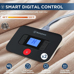 EKF Electric Blanket Flannel | 84x90 inch Warming Heated Blanket-Home, Bed, 1-12 Hour Time Setting, Machine Washable, Beige