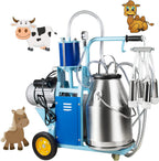 funchic electric milking machine milker with 25l/6.6gallon 304 stainless steel bucket for big livestocks cows horse camel,farm use 110v/220v
