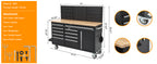61-Inch Heavy Duty Rolling Tool Chest with 10 Drawers and Solid Rubber Top Mobile Workstation, 1675 LBS Load, Includes Power Strip, LocSystem for GaraWarehouse Repair Shop