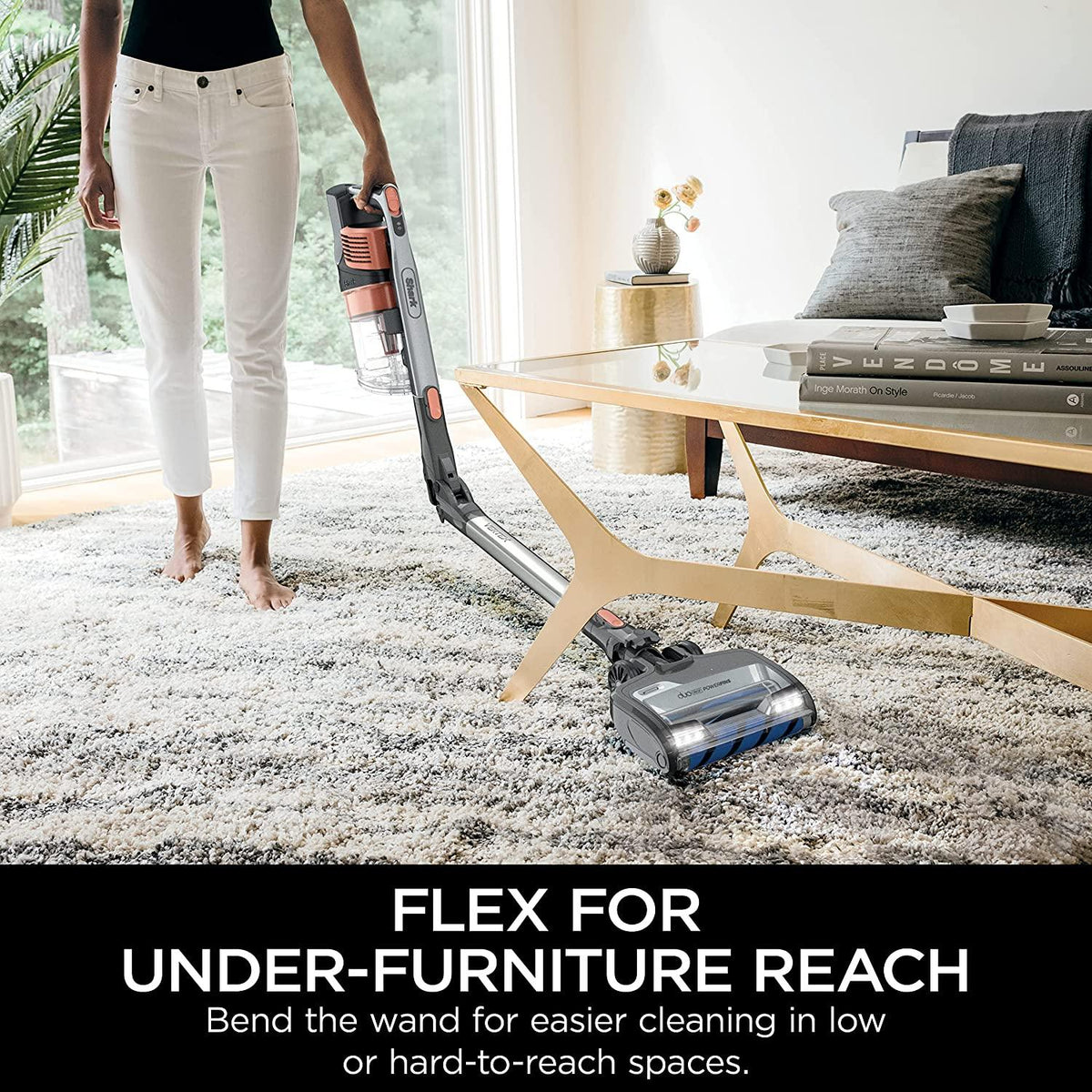 Shark IZ483H Vertex Cordless Stick Vacuum with DuoClean PowerFins, MultiFLEX, Crevice Tool, Pet Multi-Tool &amp; Anti-Allergen Brush, 120-min Runtime, Double Battery, Rosewood