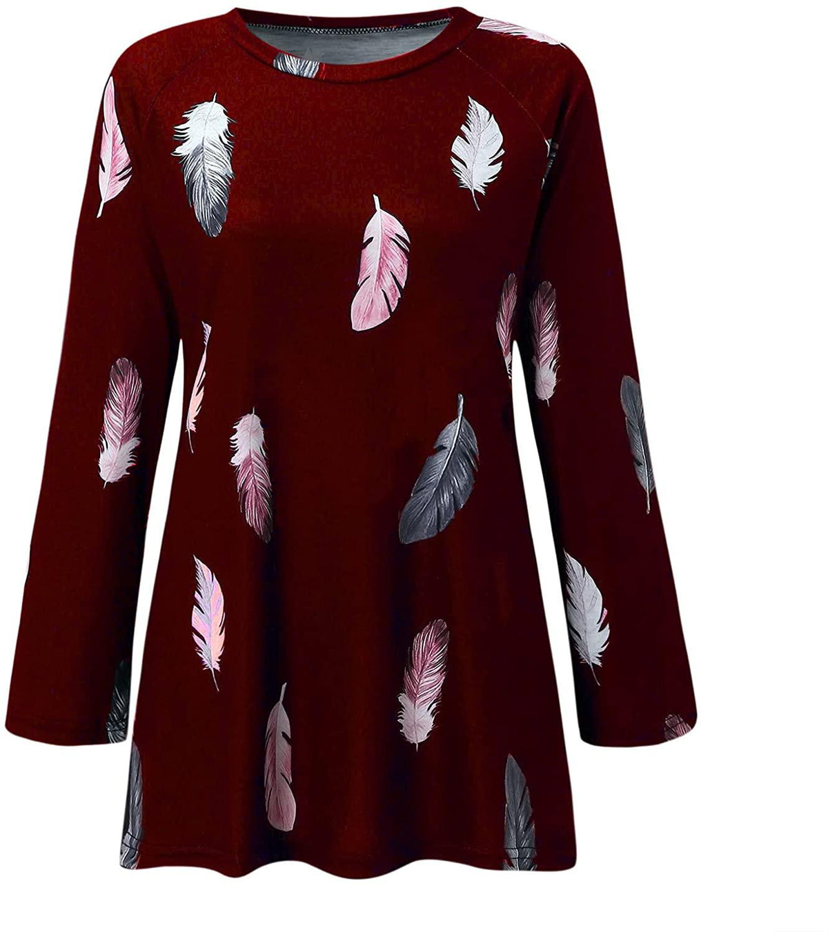 Tunic Tops for Leggings for Women Long Sleeve O Neck T Shirts Casual Loose Fit