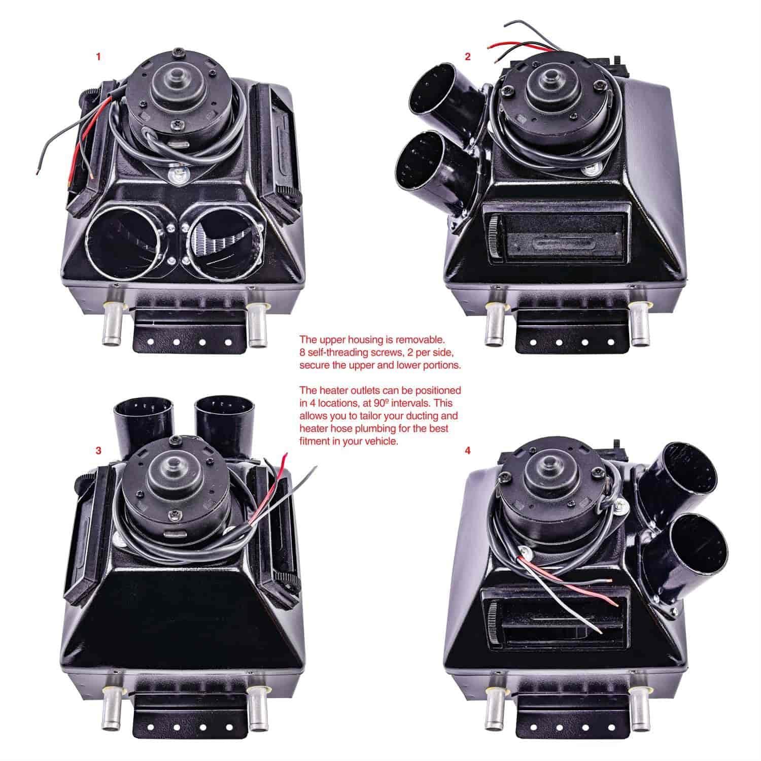 JEGS 70622 Hot Rod Heater 2-Speed Adjustable Louvers for Cabin Heat 10 1/4 in. L