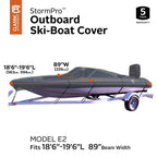 StormPro Charcoal Outboard Ski-Boat Cover Fits 18 ft. 6 in. - 19 ft. 6 in. L, Beam Width to 89 in. W (Model E2)