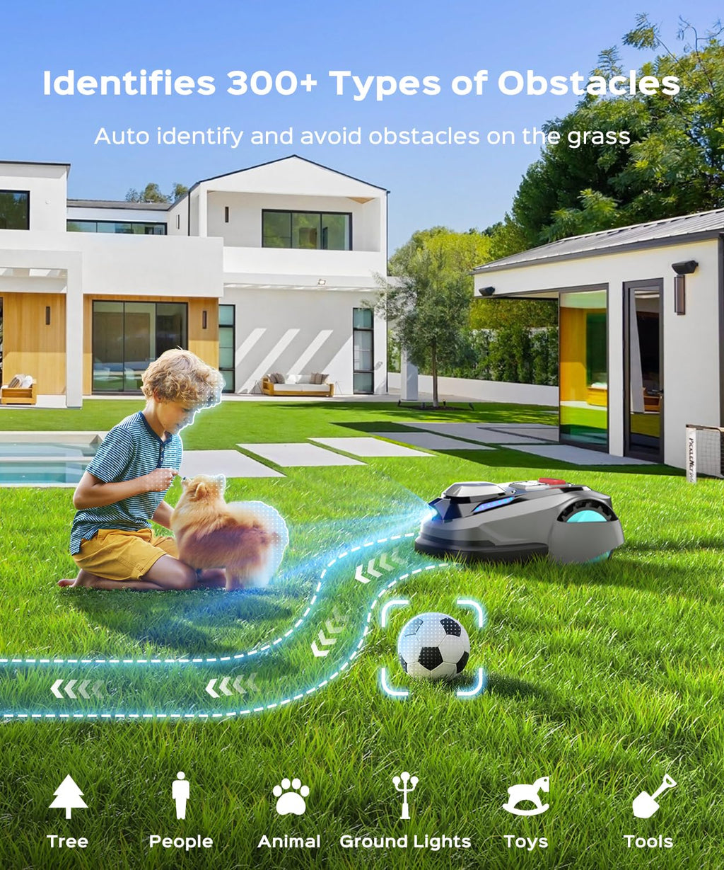 N1600 PRO Robot Lawn Mower, Wireless  with RTK+Vision Navigation, 0.4 Acre Coverage, APP Smart Control Robot Lawn Mower, Multi-Zone Mowing, Curved Path, Adjustable Cutting Height