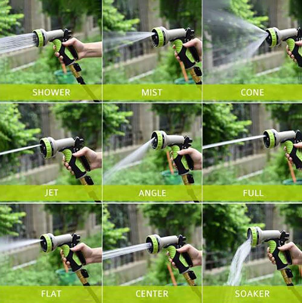 MIJPOJAN Garden Hoses Expanding, 60m Hose Upgraded Expandable Garden Hose Fittings The Ultimate No-Kink Flexible Water Hose 9 Function Spray Included (200 FT, Green/Black)