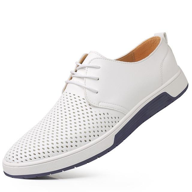 ng Autumn Leather Casual Fashion Breathable Holes Leisure Shoes
