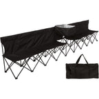 13.5 ft. Black Portable 8-Seater Folding Team Sports Sideline Bench (Attached Cooler)