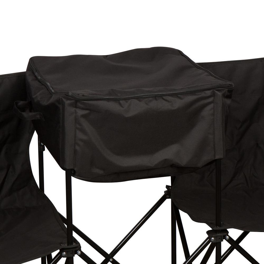 13.5 ft. Black Portable 8-Seater Folding Team Sports Sideline Bench (Attached Cooler)