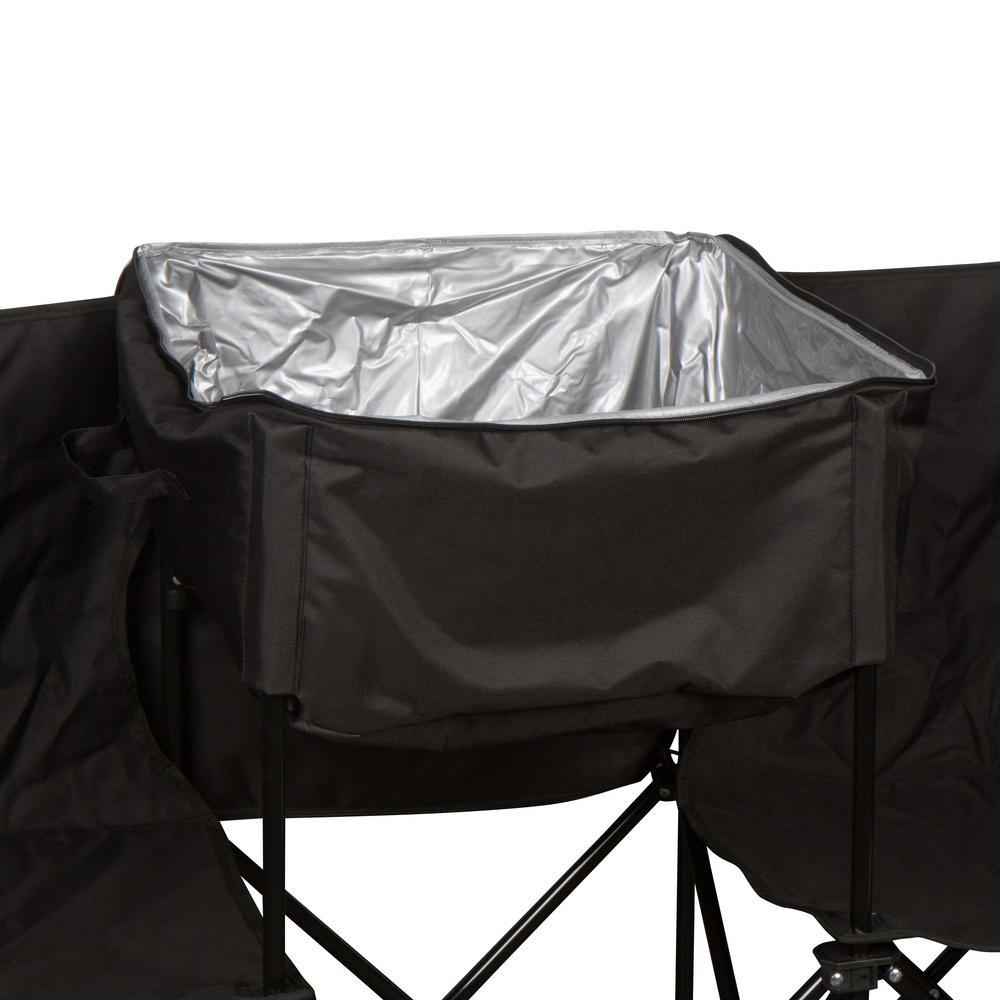 13.5 ft. Black Portable 8-Seater Folding Team Sports Sideline Bench (Attached Cooler)
