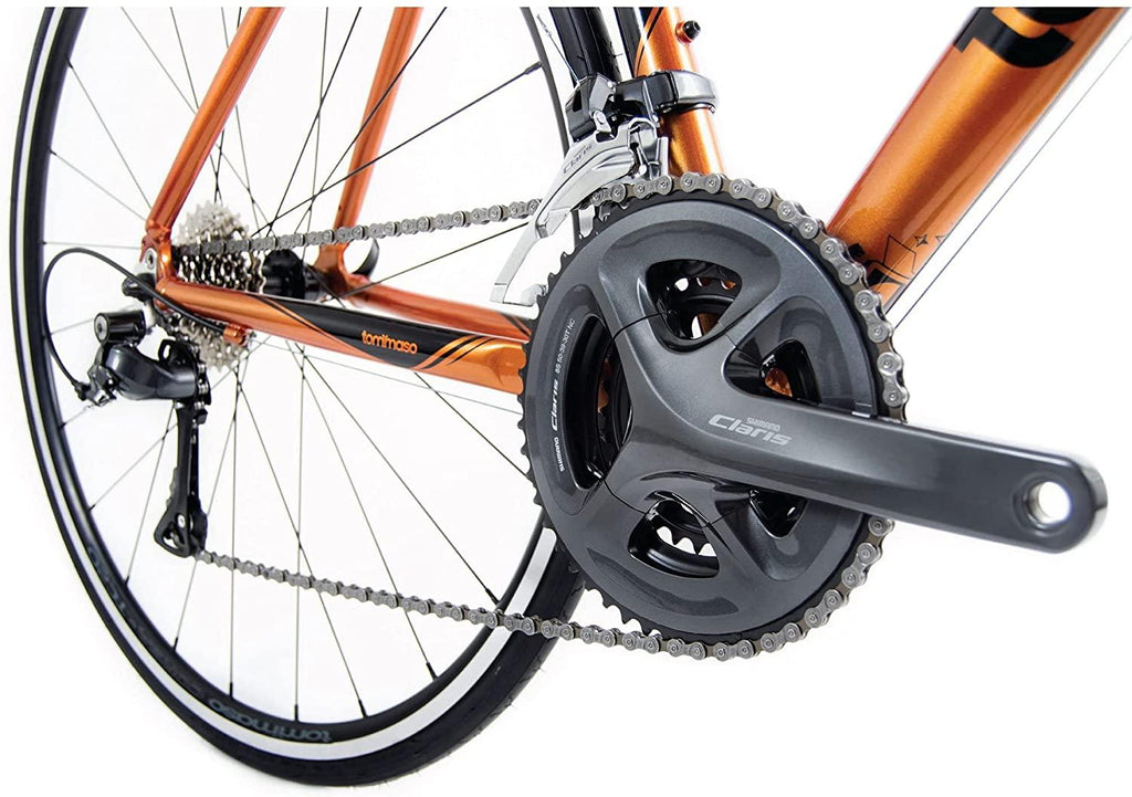 Tommaso Imola Endurance Aluminum Road Bike,  Claris R2000, 24 Speeds, Black, White, Burnt Orange
