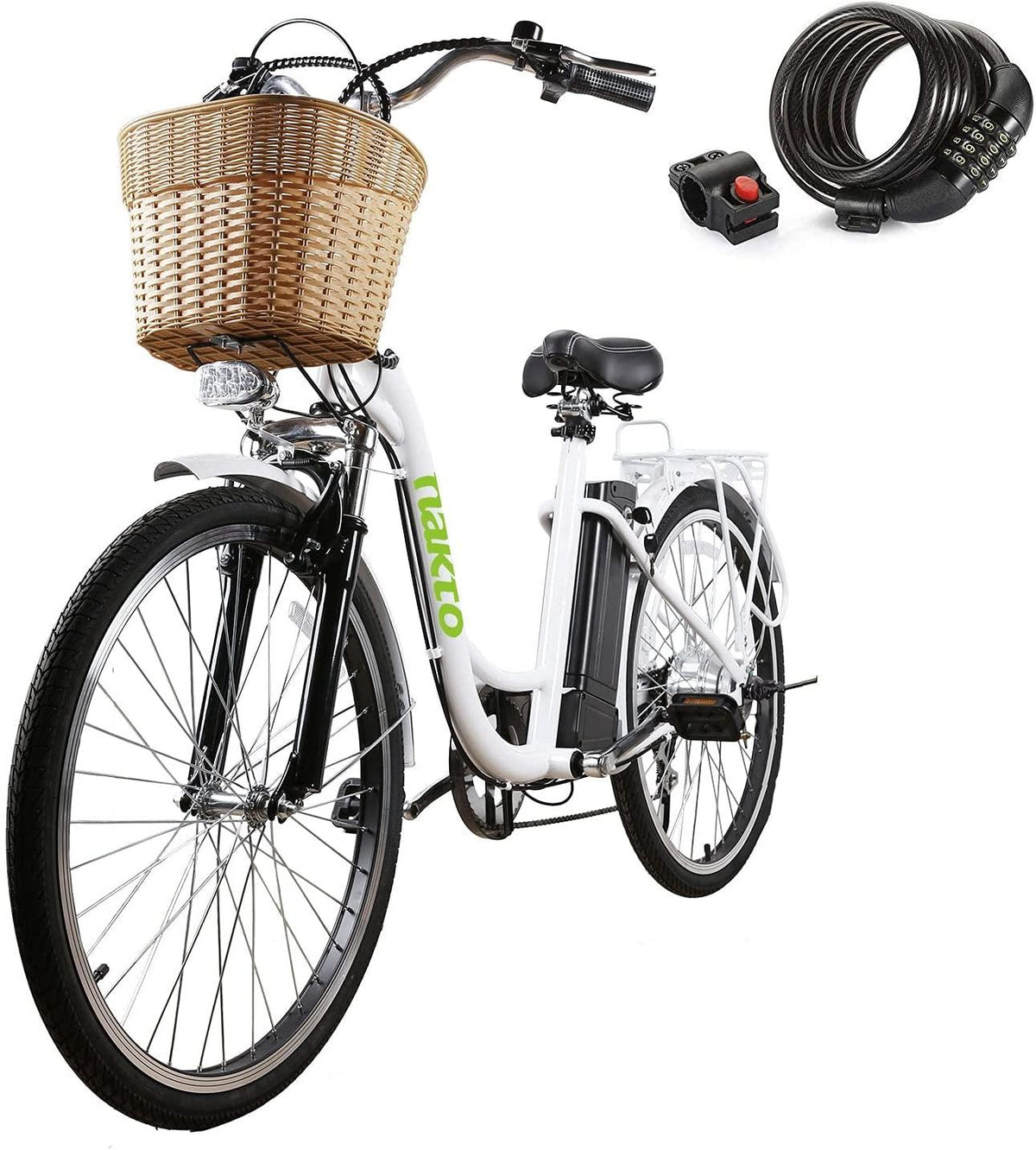 Electric Bike 26" Electric Bicycle for Adults 350W Brushless Gear Motor 6-Speed Gear E-Bike with Removable Waterproof LarCapacity 36V10A Lithium Battery and Battery Charger