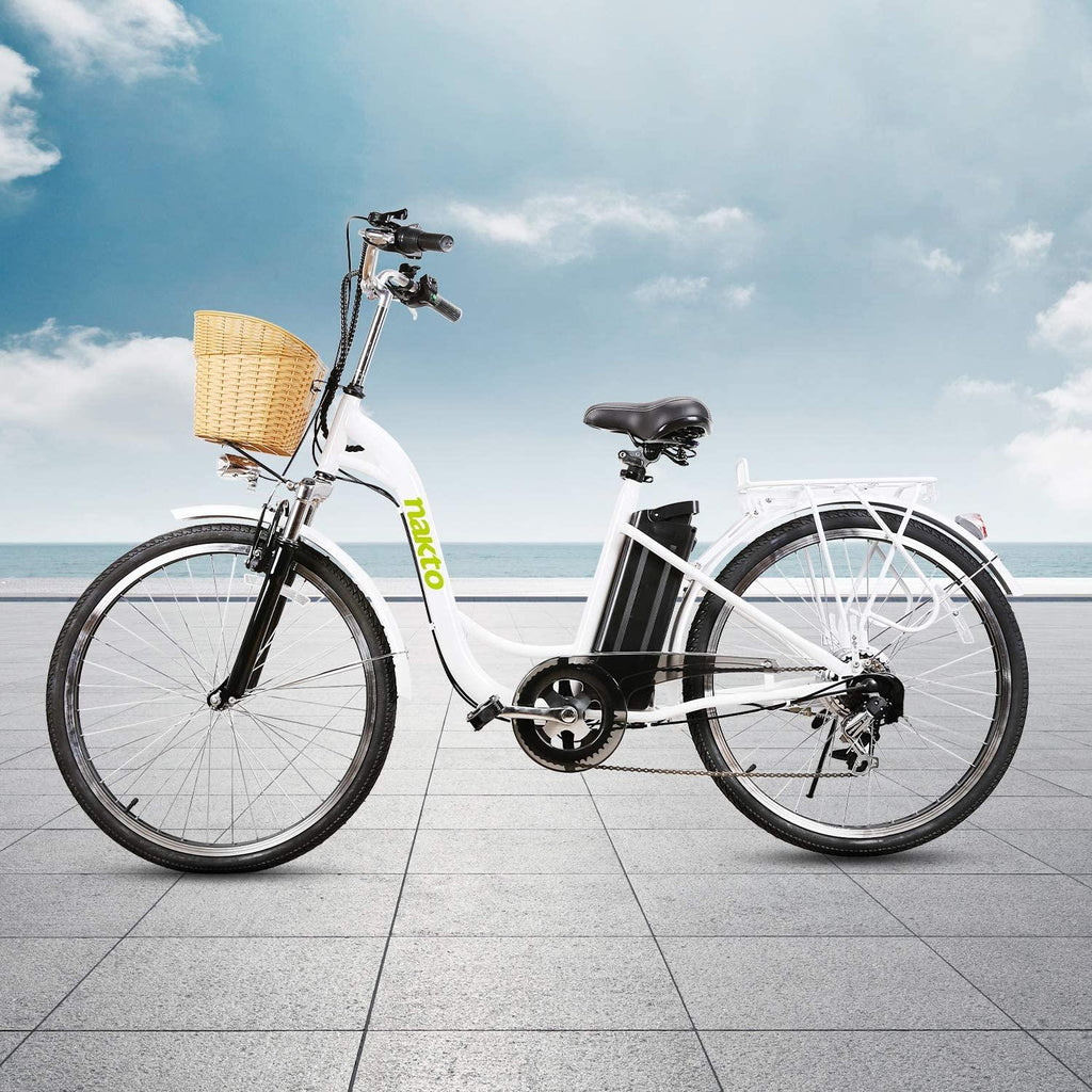Electric Bike 26" Electric Bicycle for Adults 350W Brushless Gear Motor 6-Speed Gear E-Bike with Removable Waterproof LarCapacity 36V10A Lithium Battery and Battery Charger
