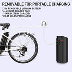 Electric Bike 26" Electric Bicycle for Adults 350W Brushless Gear Motor 6-Speed Gear E-Bike with Removable Waterproof LarCapacity 36V10A Lithium Battery and Battery Charger