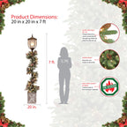 Puleo International Indoor/Outdoor 7 ft. Potted Holiday Lamp Post with Lighted Decorated Garland