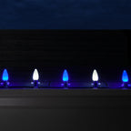 Opticore LED C9 Smooth Ceramic-Style Blue and White Christmas Lights with Shatterproof Christmas Bulbs, 50 Lights, 50’