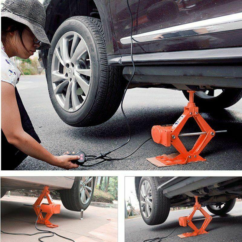 Electric Jack 12V Solid 43.5cm Height 3Ton Car Rolling Scissor Tire Repair Tool