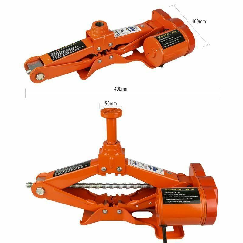 Electric Jack 12V Solid 43.5cm Height 3Ton Car Rolling Scissor Tire Repair Tool